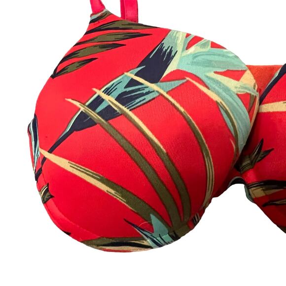 PINK by Victoria's Secrets Red Tropical Palms Wear Everywhere Push-Up Bra 34C - Picture 4 of 10